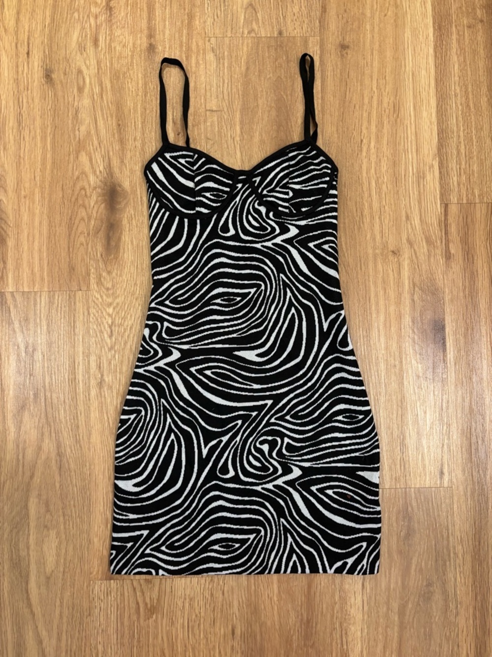 Frankie's Bikinis Black & White Zebra-Print Mini Dress
